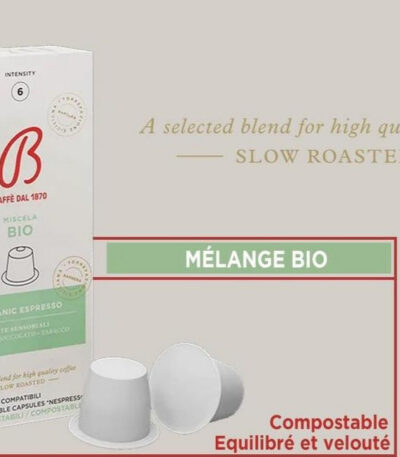Café BARBERA ORGANIC ESPRESSO (intensité 6)* 10 capsules