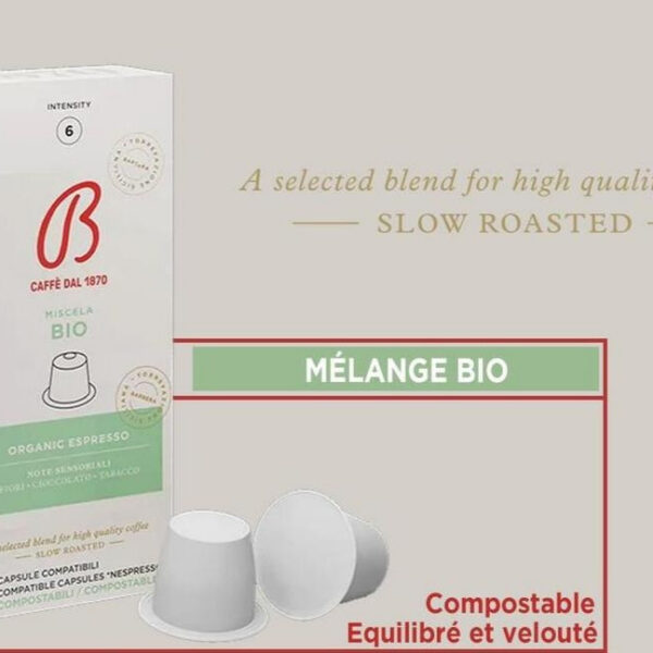 Café BARBERA ORGANIC ESPRESSO (intensité 6)* 10 capsules