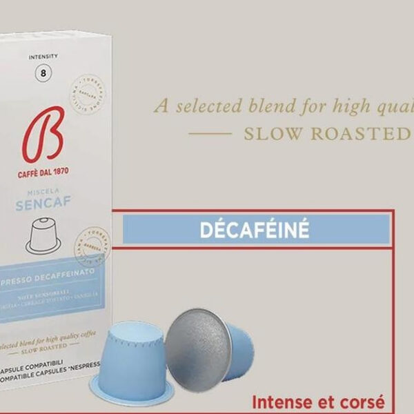 Café BARBERA ESPRESSO DECAFFEINATO (intensité 8)* 10 capsules