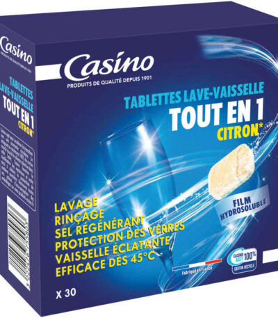 CASINO Tablettes lave-vaisselle tout en 1 x30 CAPSULES